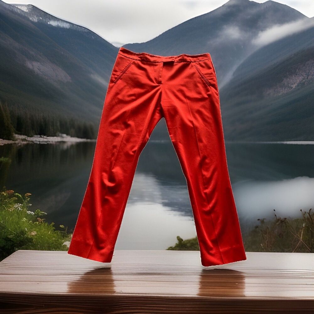 Trina Turk Ankle Pants Size 6 Red Excellent Condition Made In USA Leg Slits